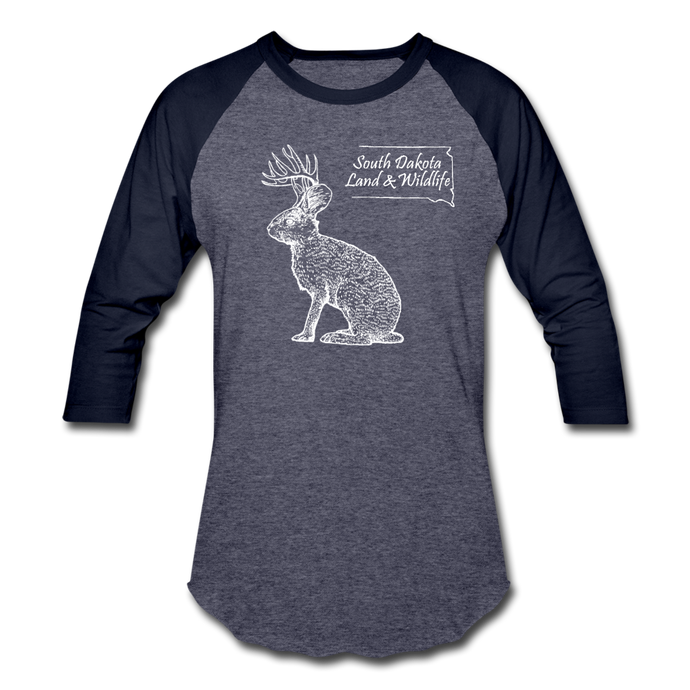 Jackalope Baseball Shirt - heather blue/navy