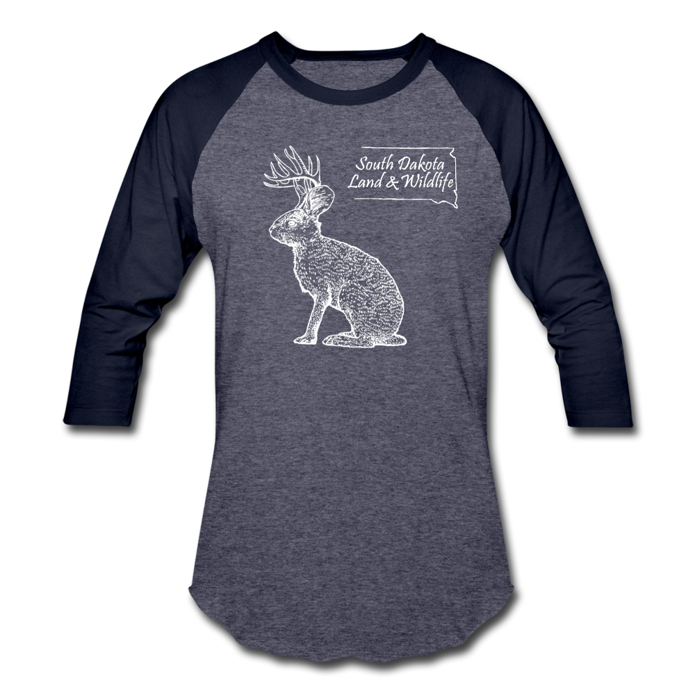 Jackalope Baseball Shirt - heather blue/navy