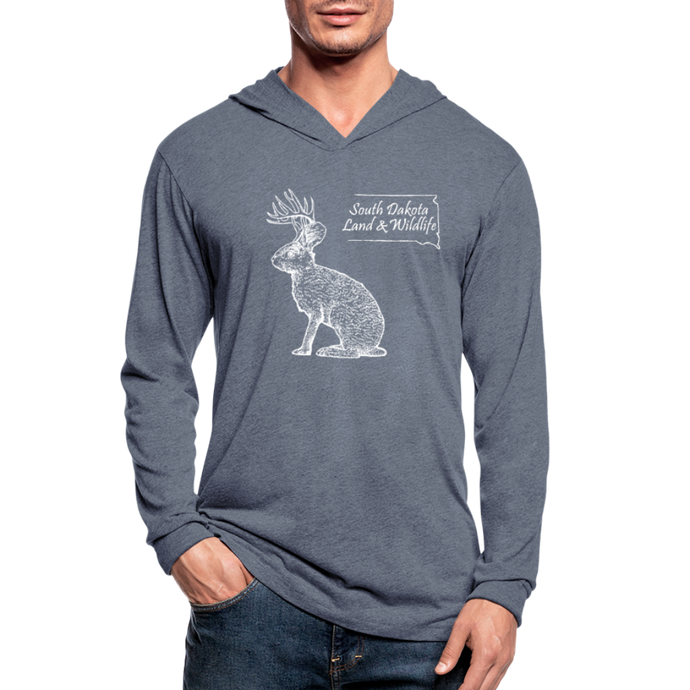 Jackalope Tri-Blend Hoodie Longsleeve Shirt - heather blue